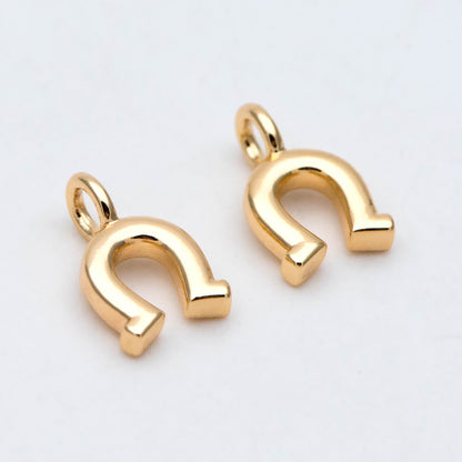 10pcs Gold Horseshoe Charm 9x5.5mm, 18K Gold plated Brass, U-shaped Pendant (GB-2963)