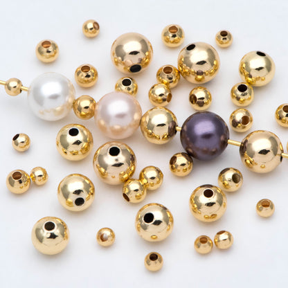 Gold/ Silver tone Smooth Round Spacer Beads, 2/ 3/ 4/ 6/ 7/ 8mm, Gold/ Rhodium plated Brass Spacers Wholesale, Lead Nickel Free (GB-019)