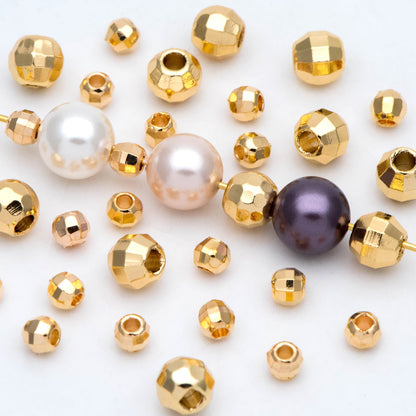 20pcs Gold plated Brass Faceted Spacer Beads 4/6mm, Jewelry Supply (GB-1400)