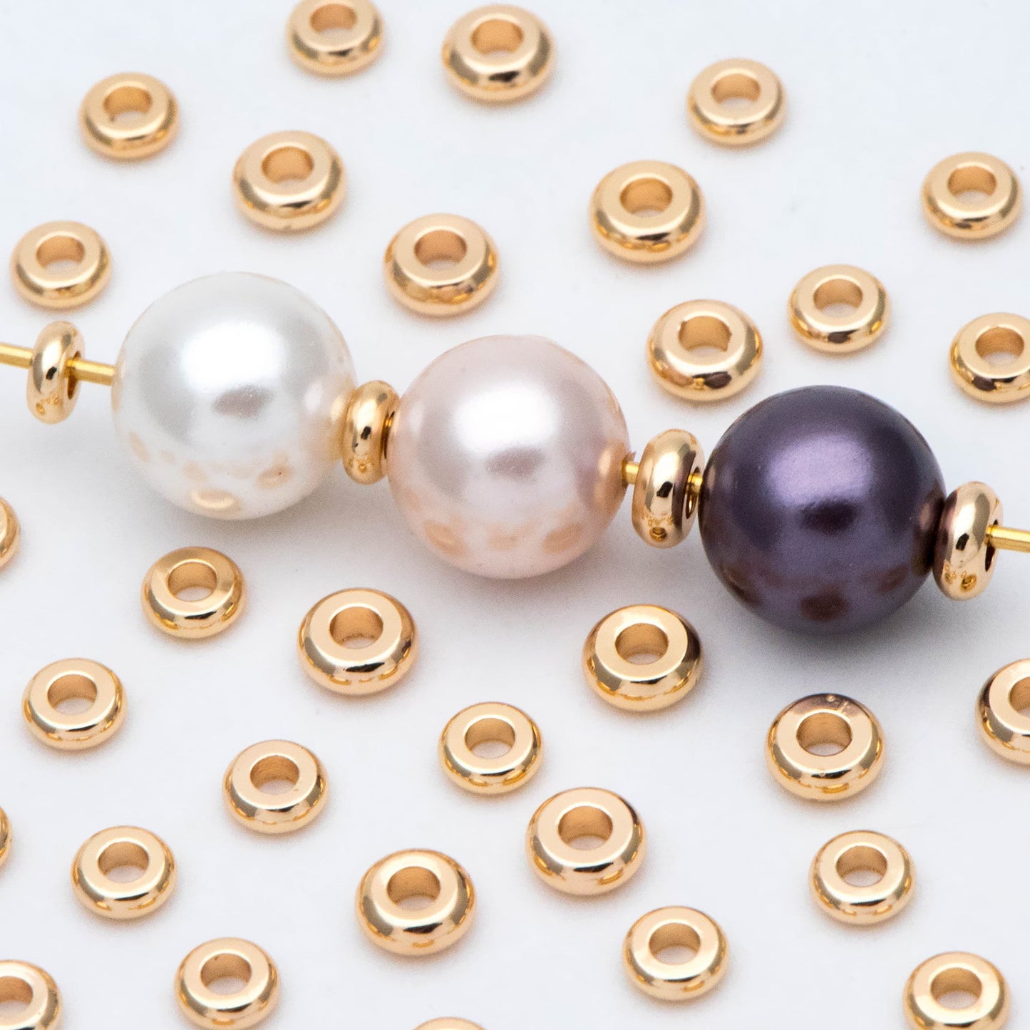 20pcs Gold plated Brass Round Spacer Beads, Jewelry Making Supplies Wholesale, 3.3/ 4mm (GB-2915)