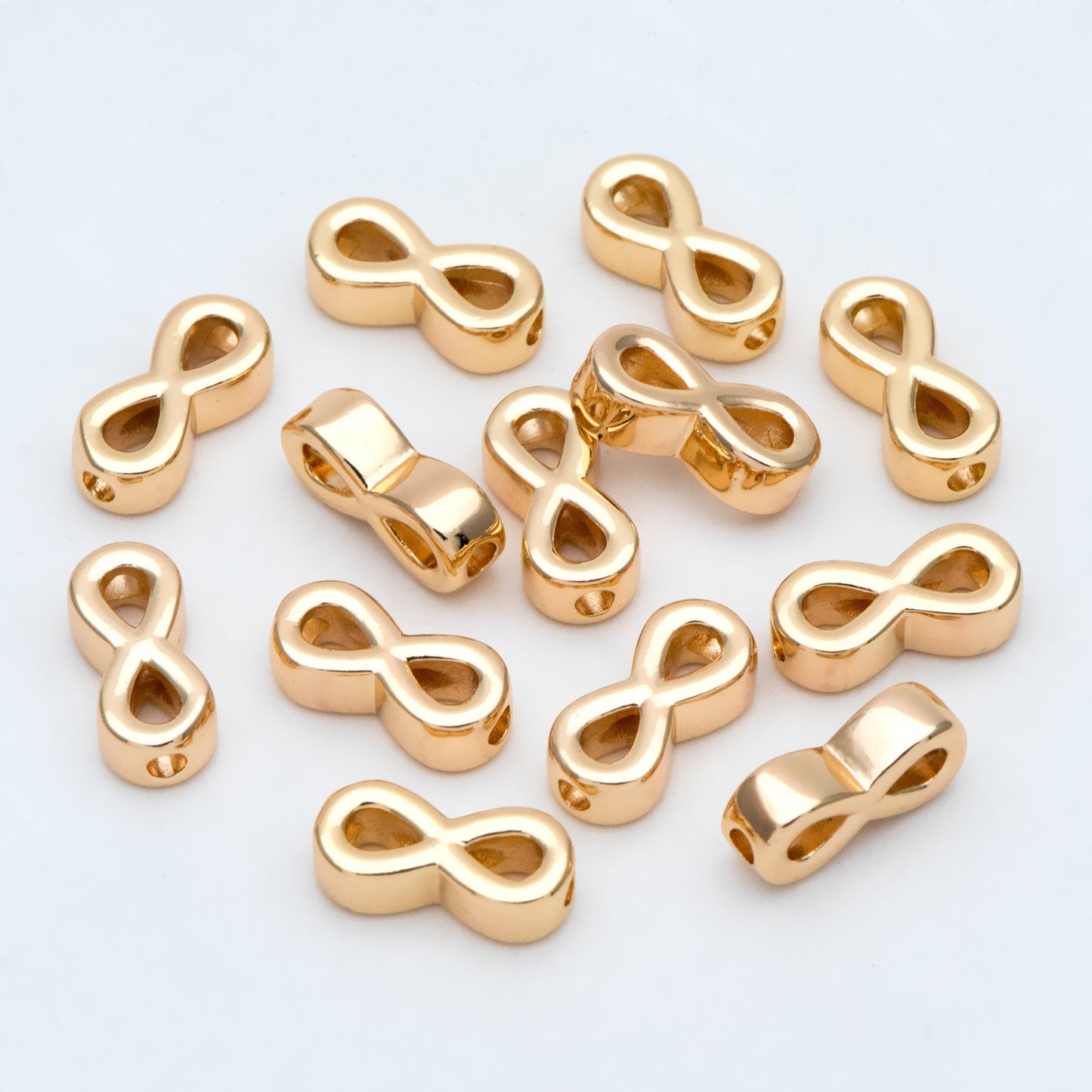 10pcs Gold Infinity Beads, 13x6mm, 18K Gold plated Brass, Infinity Spacer Beads (GB-2932)