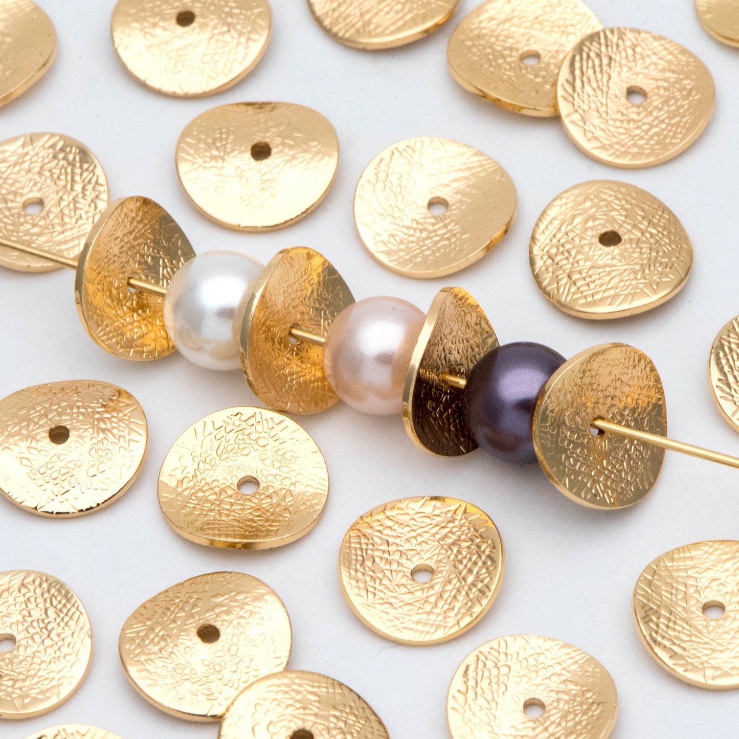 10pcs Gold Disc Spacer Beads 11mm, 18K Gold plated Brass, Round Coin Disk Spacer (GB-1049)