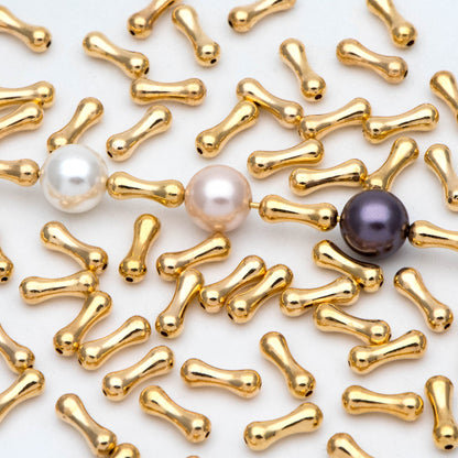 20pcs Gold plated Brass Bone Tube Spacer Beads, DIY Jewelry Making Supplies Wholesale (GB-2872)