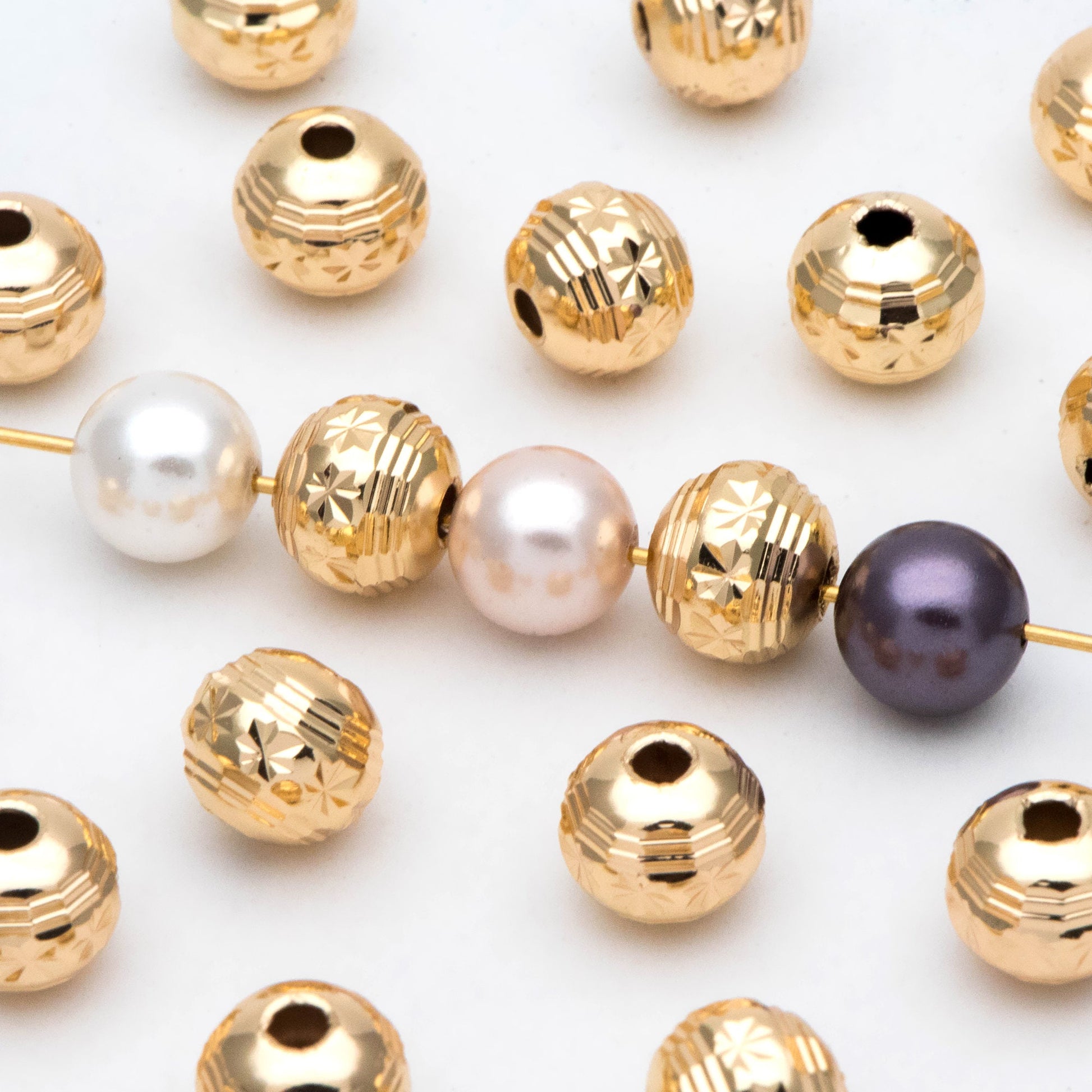 10pcs Gold Round Spacer Beads, 8mm, Jewelry Making, Diy Material, Jewelry Supplies (GB-2213)