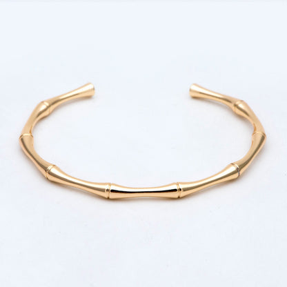 1pcs Gold Bamboo Cuff Bracelet, Stackable Bracelets, Adjustable Bangle Bracelet (#GB-2939)