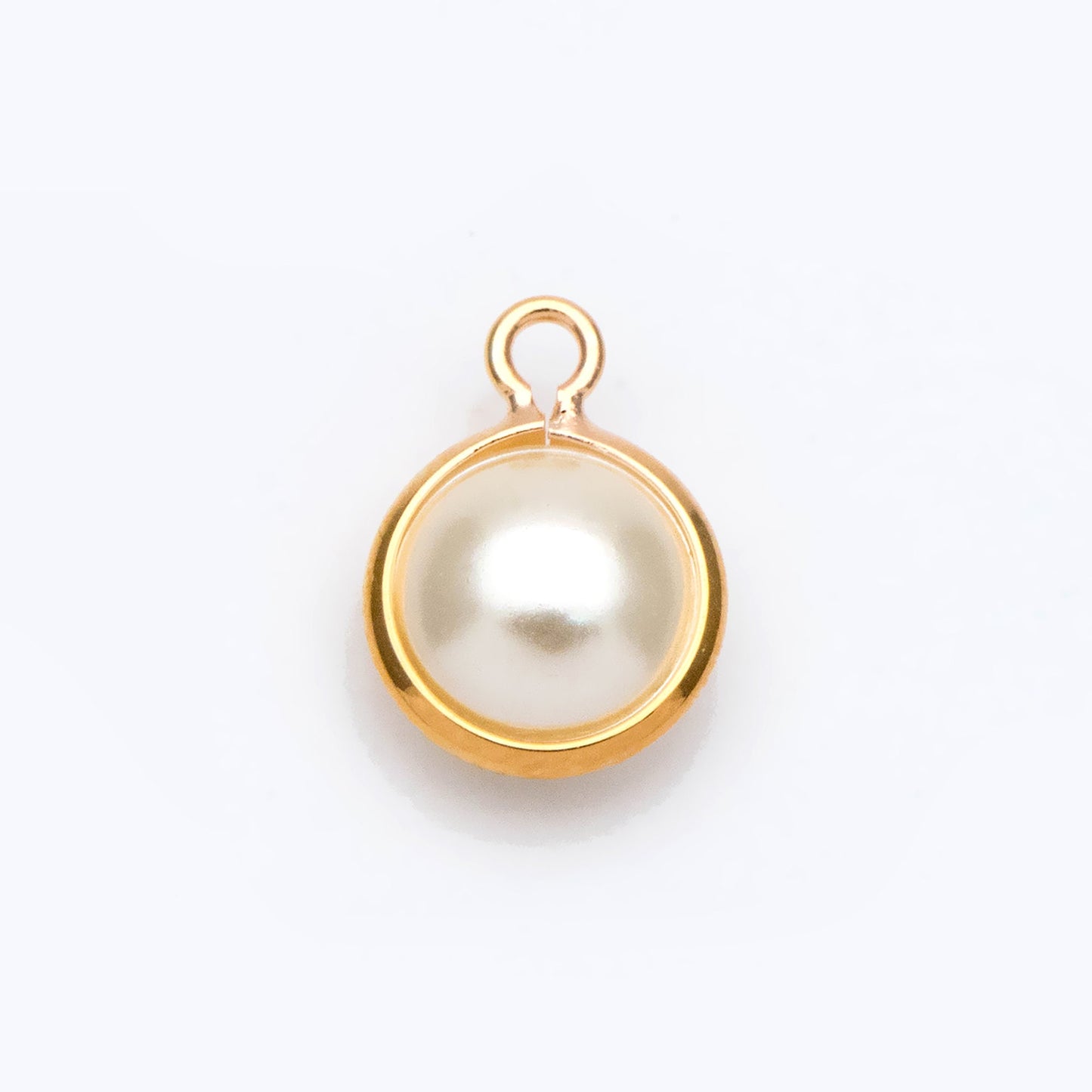 10pcs Gold Framed Faux Pearl Charms, 18K Gold plated Brass, Faux Pearl Connectors (GB-133)