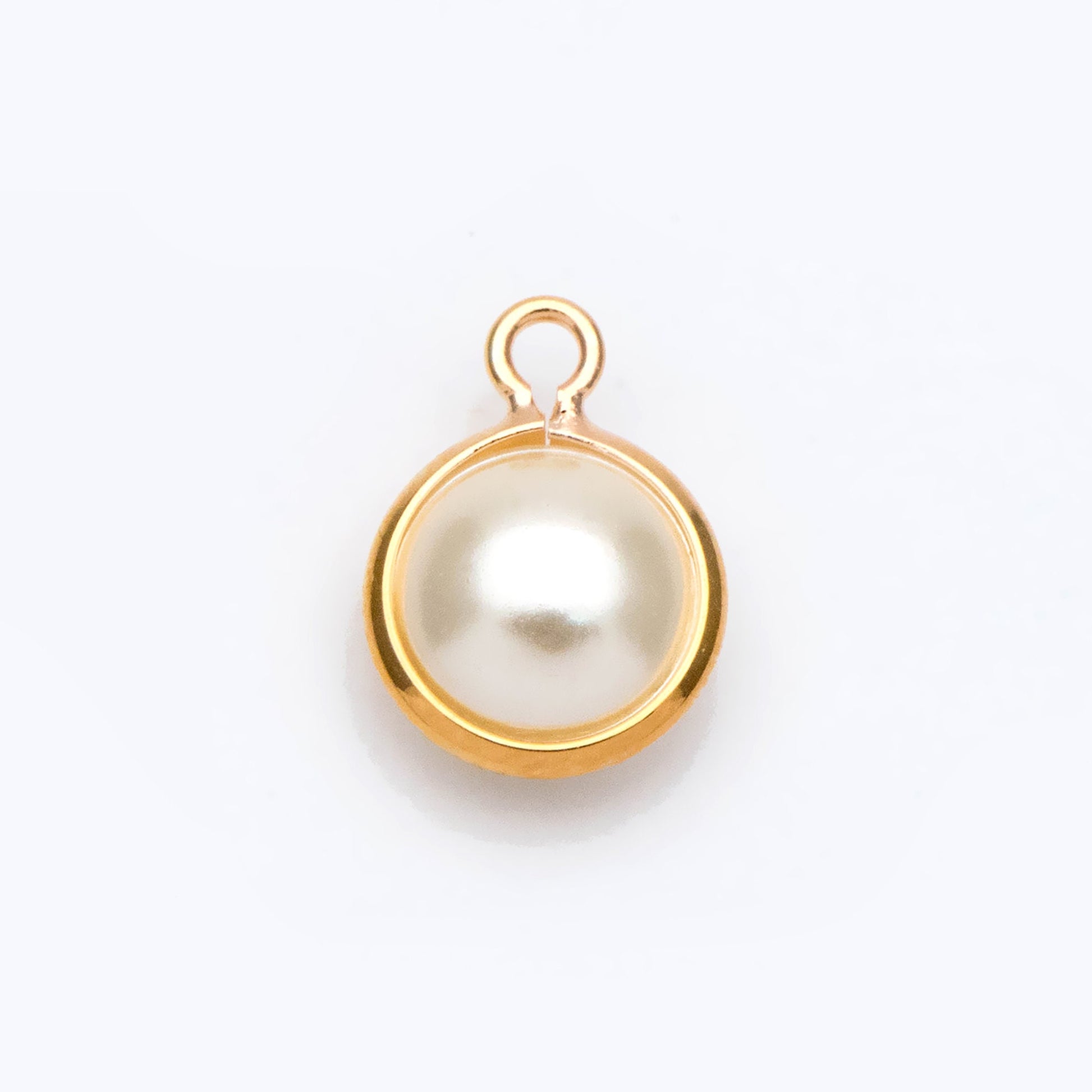 10pcs Gold Framed Faux Pearl Charms, 18K Gold plated Brass, Faux Pearl Connectors (GB-133)