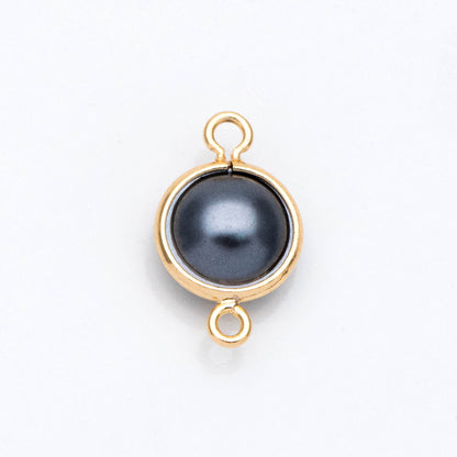 10pcs Gold Framed Faux Pearl Charms, 18K Gold plated Brass, Faux Pearl Connectors (GB-133)