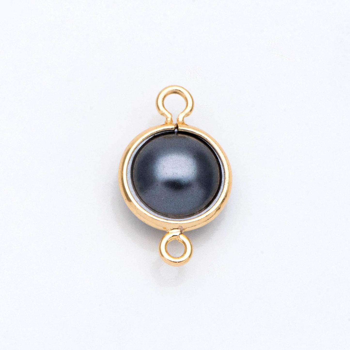 10pcs Gold Framed Faux Pearl Charms, 18K Gold plated Brass, Faux Pearl Connectors (GB-133)