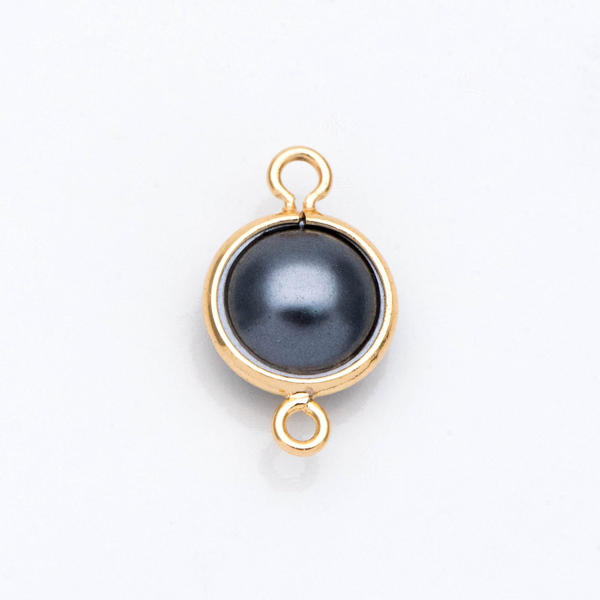 10pcs Gold Framed Faux Pearl Charms, 18K Gold plated Brass, Faux Pearl Connectors (GB-133)