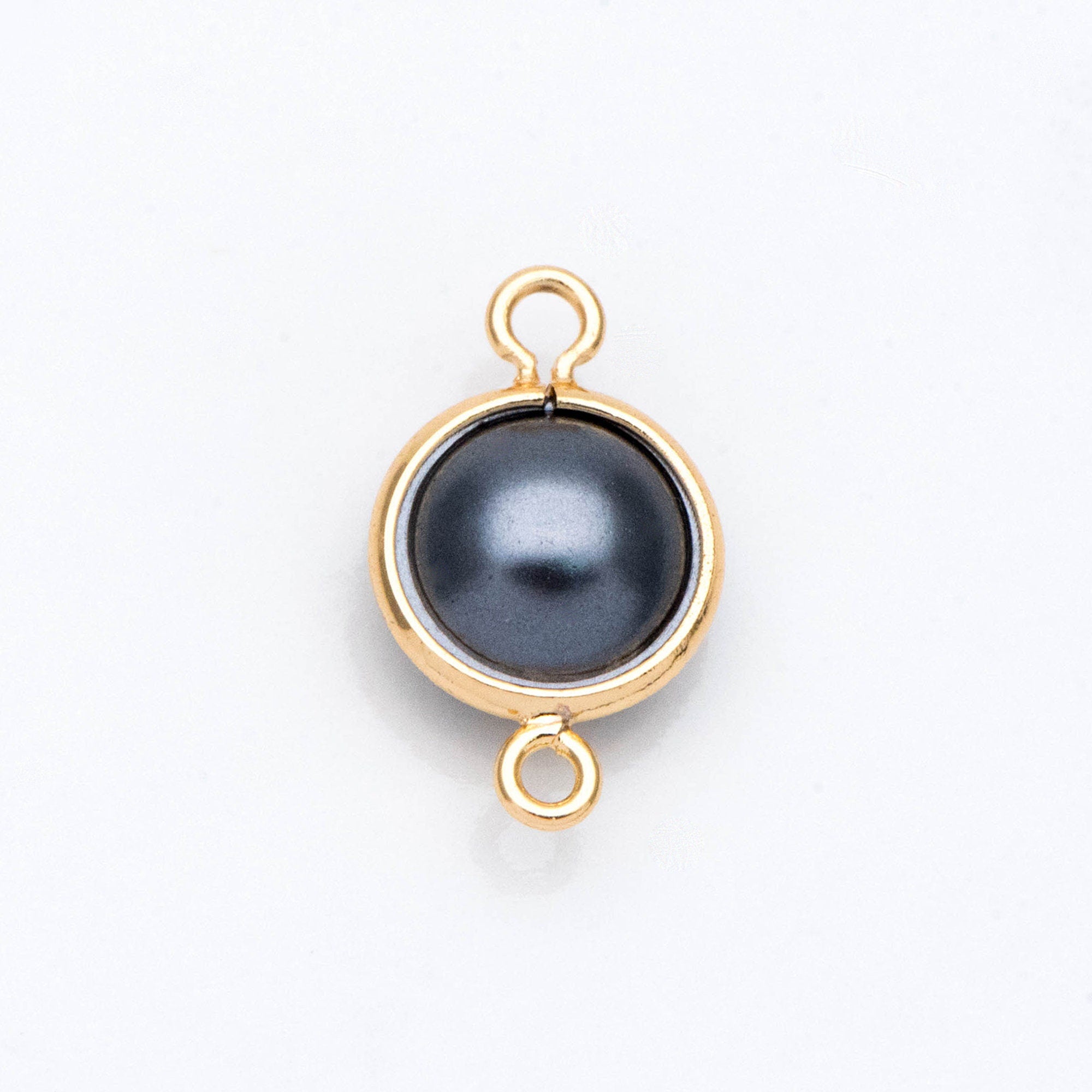 10pcs Gold Framed Faux Pearl Charms, 18K Gold plated Brass, Faux Pearl Connectors (GB-133)