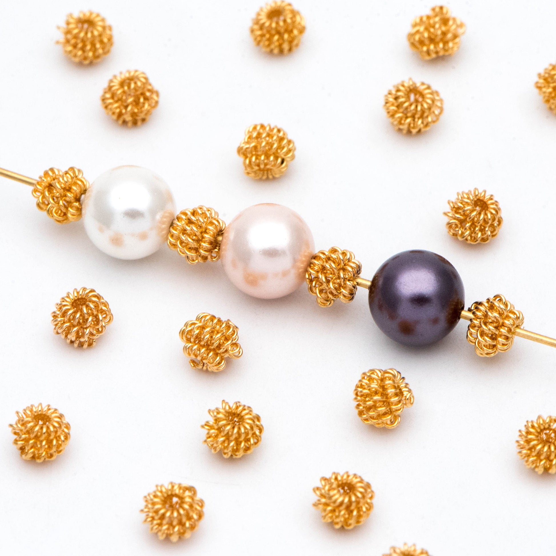 20pcs Gold Twisted Wire Ball Beads, Jewelry Making, Diy Material, Jewelry Supplies (GB-2960)