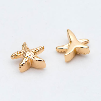 10pcs Gold Starfish Spacer Beads, Real Gold Plated Brass, Jewelry Making, Diy Material, Jewelry Supplies (GB-2978)