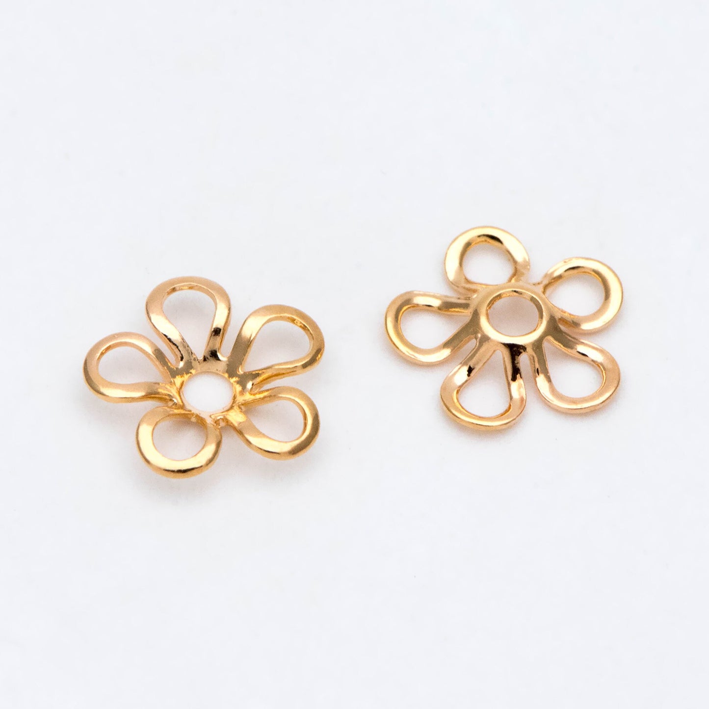 20pcs Flower Bead Caps 9mm, Real Gold plated Brass, Floral Spacer Beads (GB-3000)