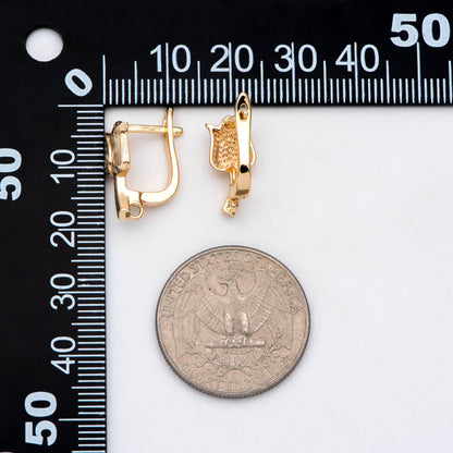 4pcs Gold Flower Click-in Style Leverback Earring, Gold Plated Brass Earring Findings (GB-3002-B)