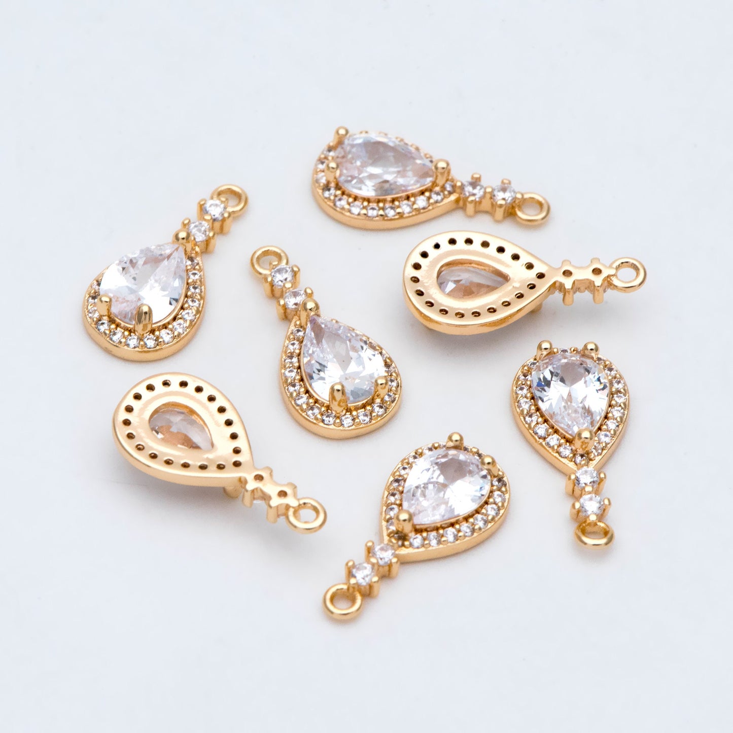 4pcs CZ Pave Teardrop Charm, Earring Charm, Jewelry Making, Diy Material, Jewelry Supplies (GB-3004)