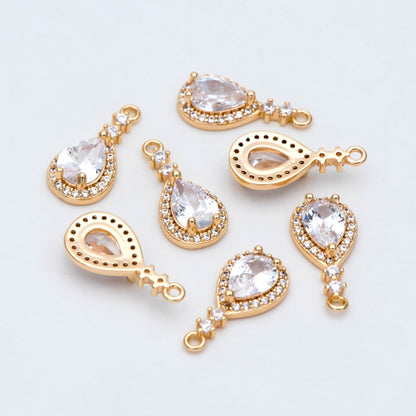 4pcs CZ Pave Teardrop Charm, Earring Charm, Jewelry Making, Diy Material, Jewelry Supplies (GB-3004)