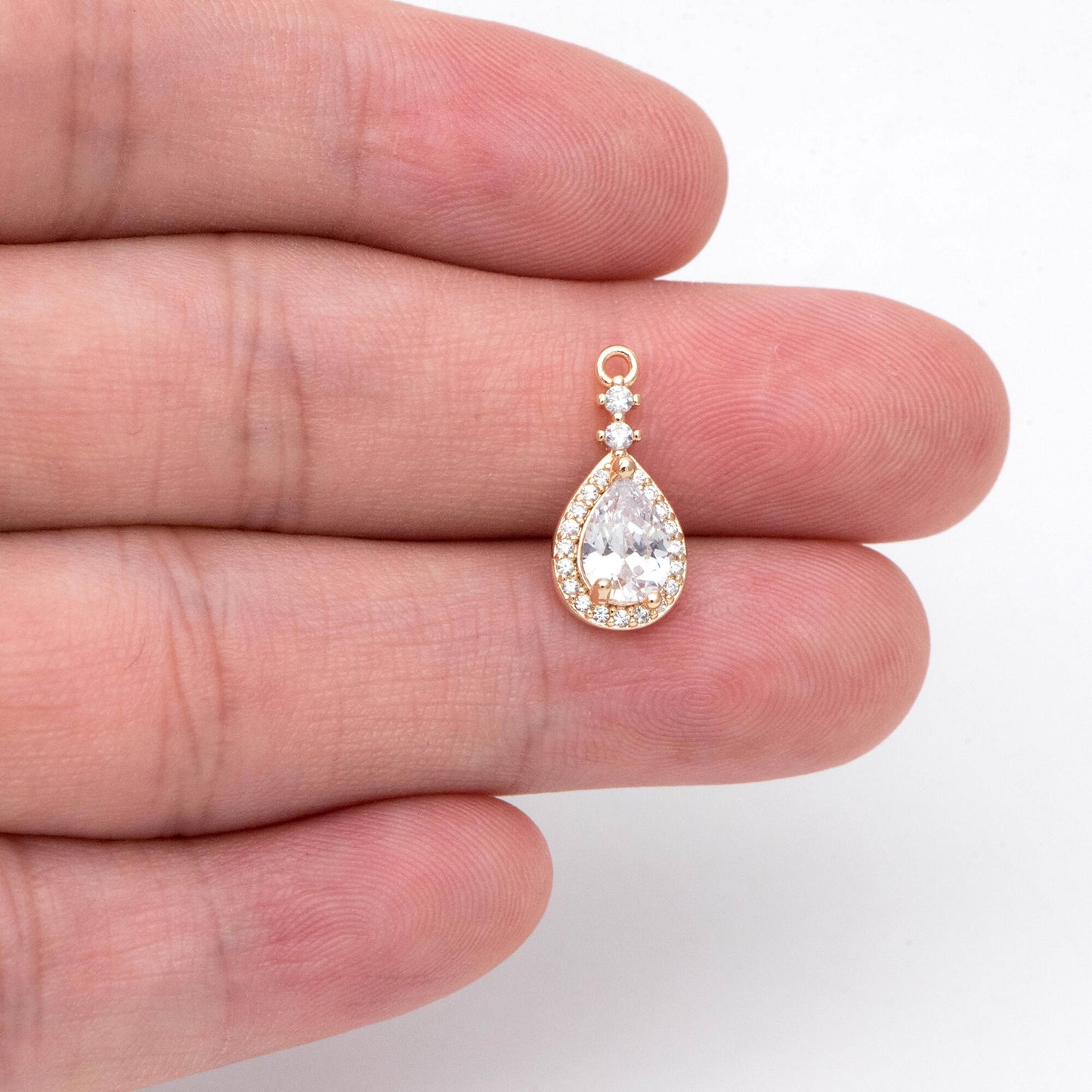 4pcs CZ Pave Teardrop Charm, Earring Charm, Jewelry Making, Diy Material, Jewelry Supplies (GB-3004)