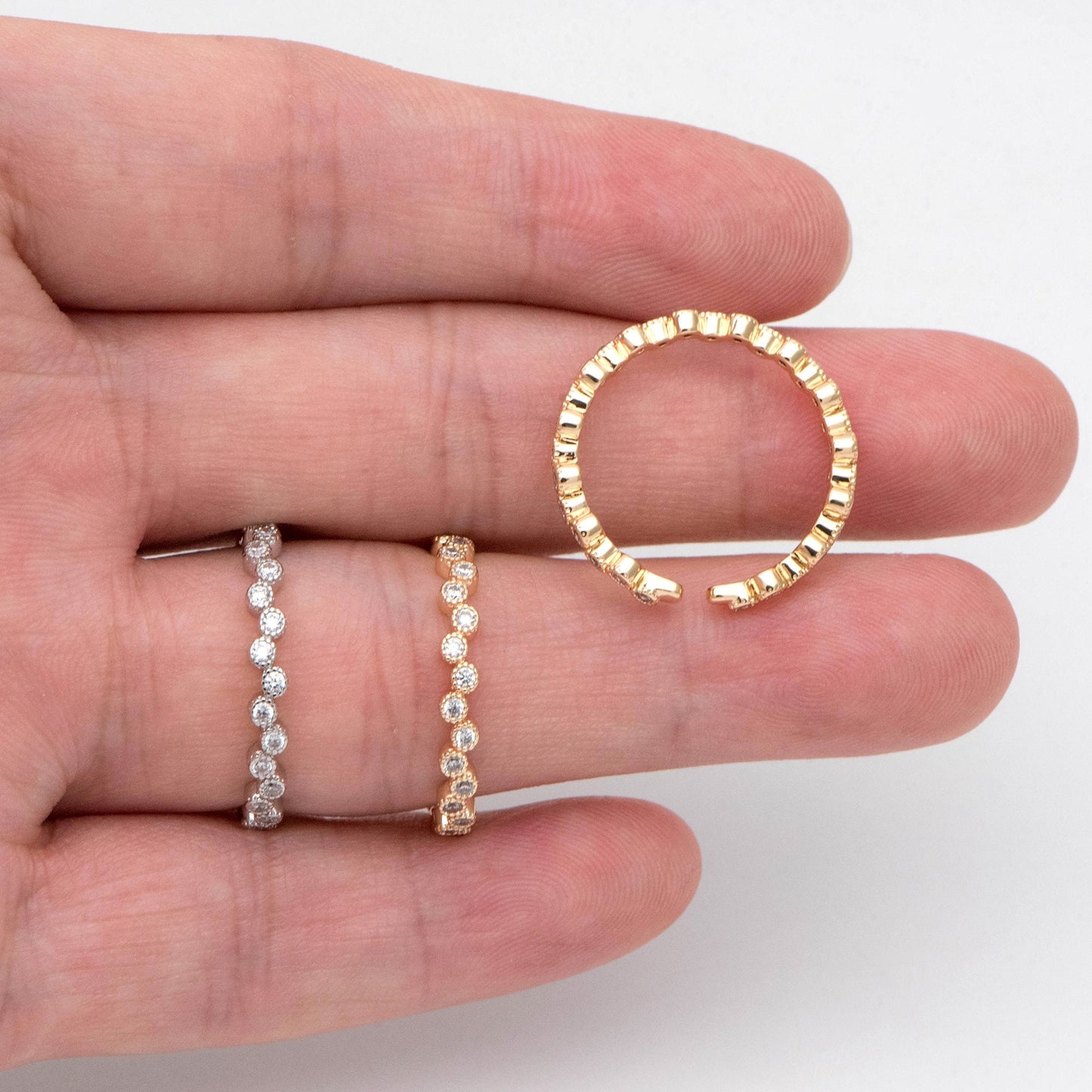 4pcs CZ Pave Finger Ring, Gold/ Rhodium plated Brass, Gift for Her, Stackable Ring, Minimalist Ring(#JZ-028-A)