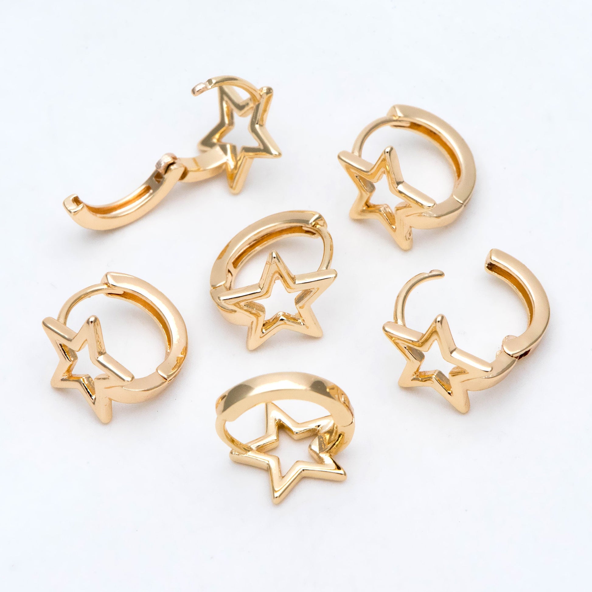 10pcs Gold Star Hoop Earrings, Huggie Earrings, Minimalist Earring, Small Gold Hoops Earring (GB-3009)