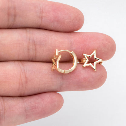 10pcs Gold Star Hoop Earrings, Huggie Earrings, Minimalist Earring, Small Gold Hoops Earring (GB-3009)