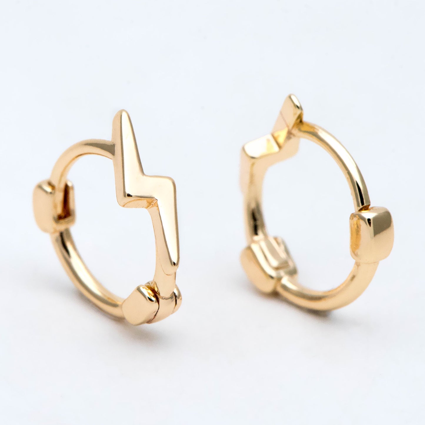 10pcs Gold Lightning Hoop Earrings, Huggie Earrings, Minimalist Earring, Small Gold Hoops Earring (GB-3010)