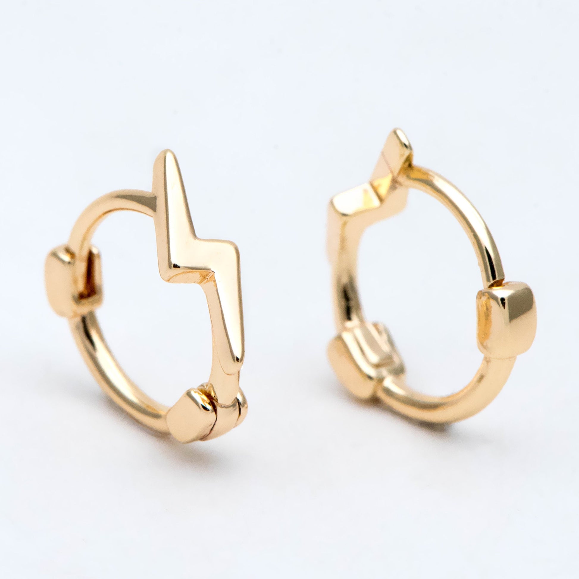 10pcs Gold Lightning Hoop Earrings, Huggie Earrings, Minimalist Earring, Small Gold Hoops Earring (GB-3010)