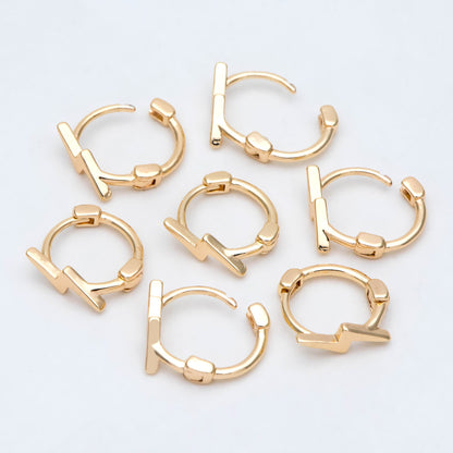 10pcs Gold Lightning Hoop Earrings, Huggie Earrings, Minimalist Earring, Small Gold Hoops Earring (GB-3010)