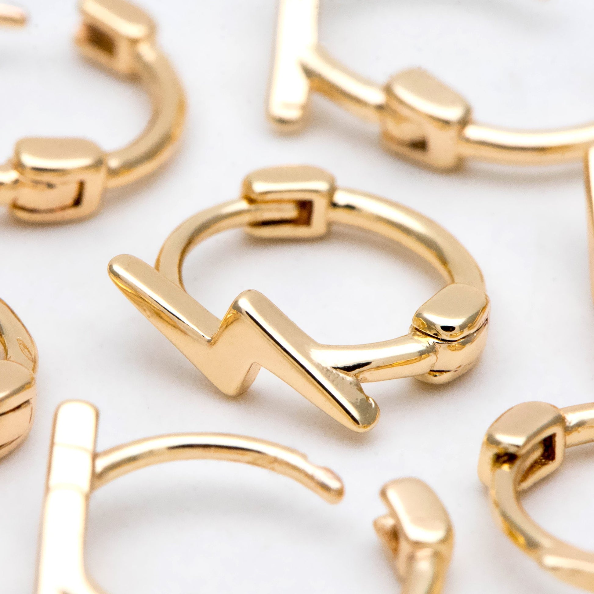 10pcs Gold Lightning Hoop Earrings, Huggie Earrings, Minimalist Earring, Small Gold Hoops Earring (GB-3010)