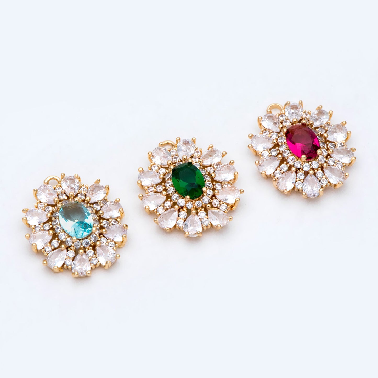 4pcs CZ Pave Gold Earring Charm, Cubic Drop Pendant, Cubic Charm, Bridal Earring, Wedding Jewelry, Wedding Earrings Charm (GB-3011)