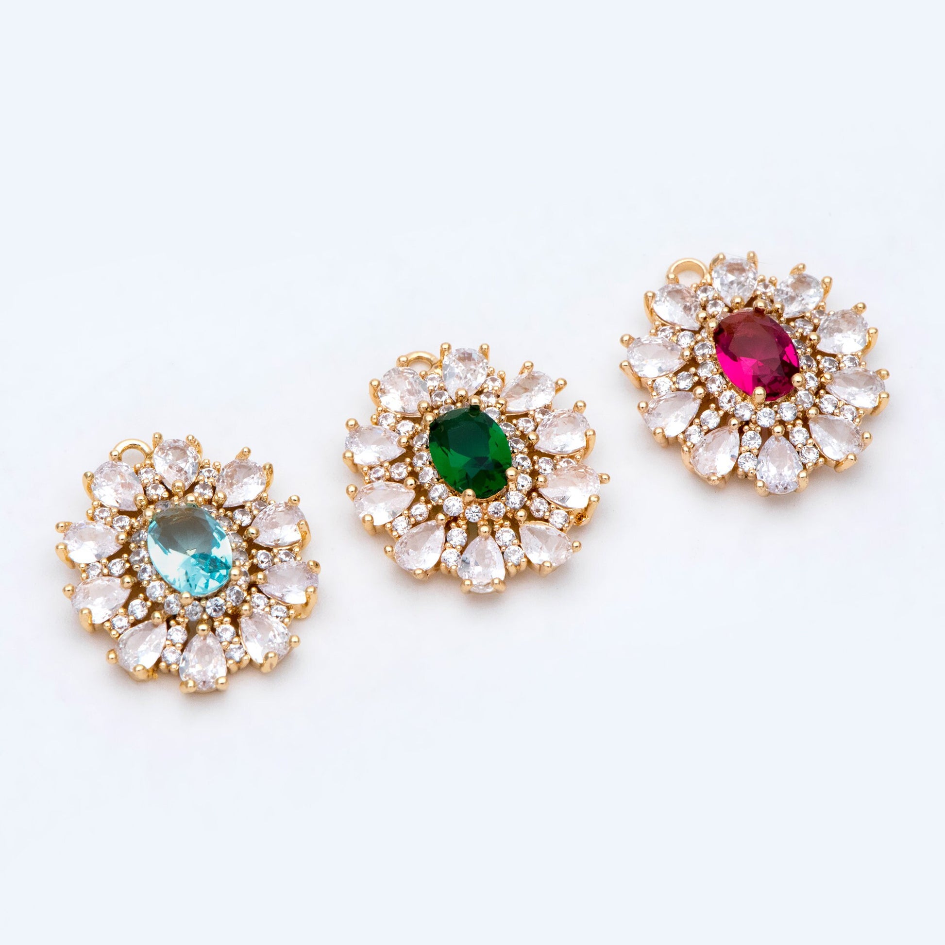 4pcs CZ Pave Gold Earring Charm, Cubic Drop Pendant, Cubic Charm, Bridal Earring, Wedding Jewelry, Wedding Earrings Charm (GB-3011)