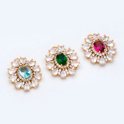 4pcs CZ Pave Gold Earring Charm, Cubic Drop Pendant, Cubic Charm, Bridal Earring, Wedding Jewelry, Wedding Earrings Charm (GB-3011)