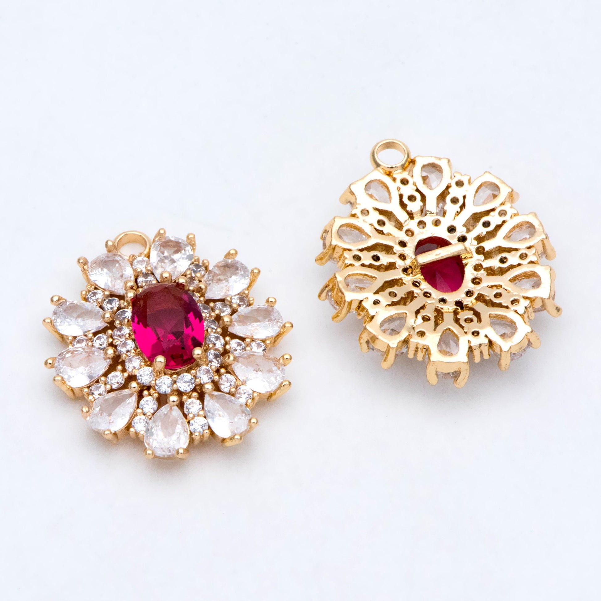 4pcs CZ Pave Gold Earring Charm, Cubic Drop Pendant, Cubic Charm, Bridal Earring, Wedding Jewelry, Wedding Earrings Charm (GB-3011)