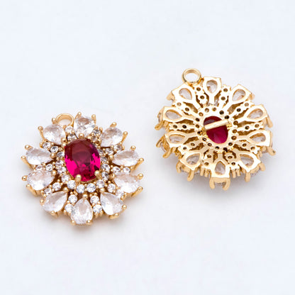 4pcs CZ Pave Gold Earring Charm, Cubic Drop Pendant, Cubic Charm, Bridal Earring, Wedding Jewelry, Wedding Earrings Charm (GB-3011)