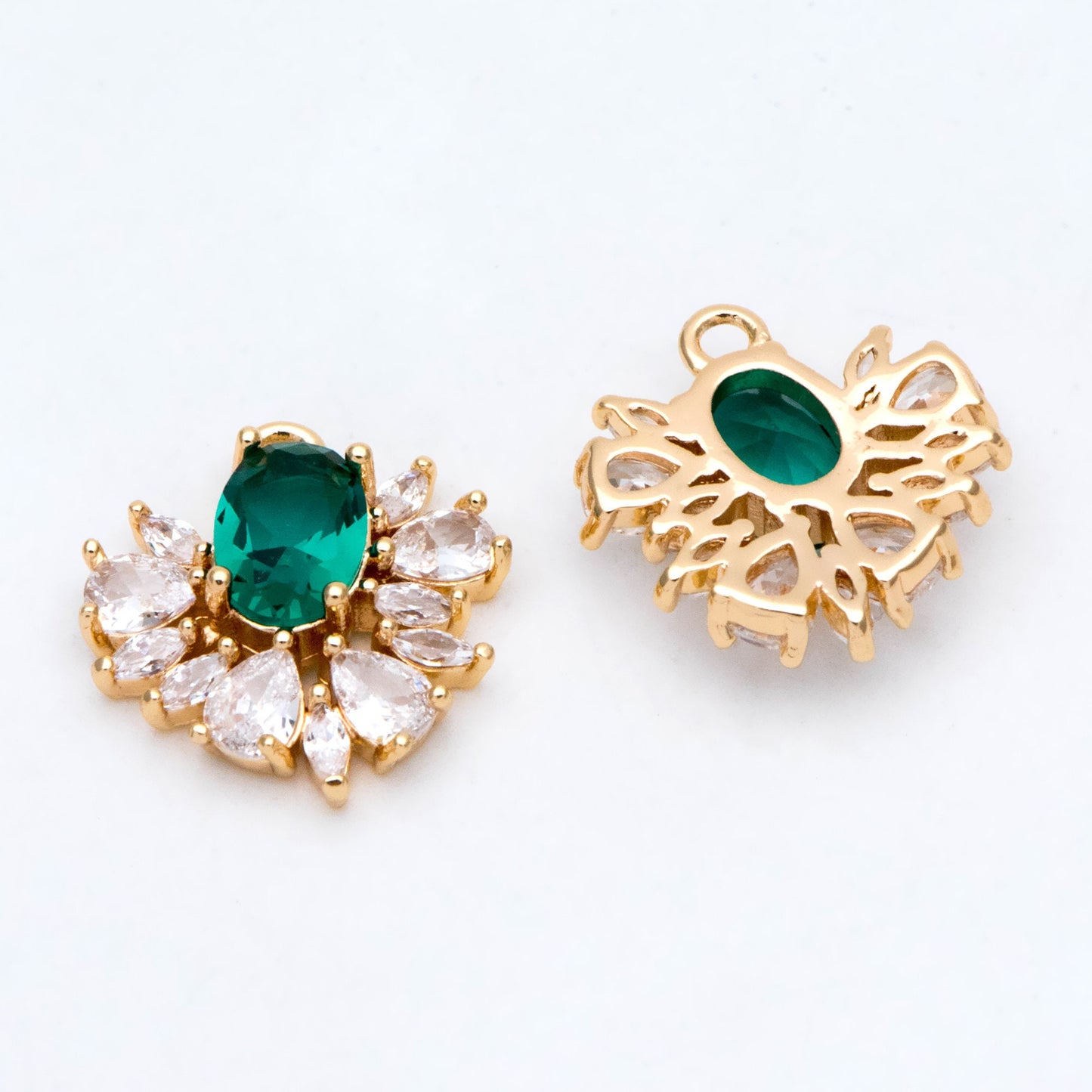 4pcs CZ Pave Gold Earring Charm, Cubic Drop Pendant, Cubic Charm, Bridal Earring, Wedding Jewelry, Wedding Earrings Charm (GB-3013)