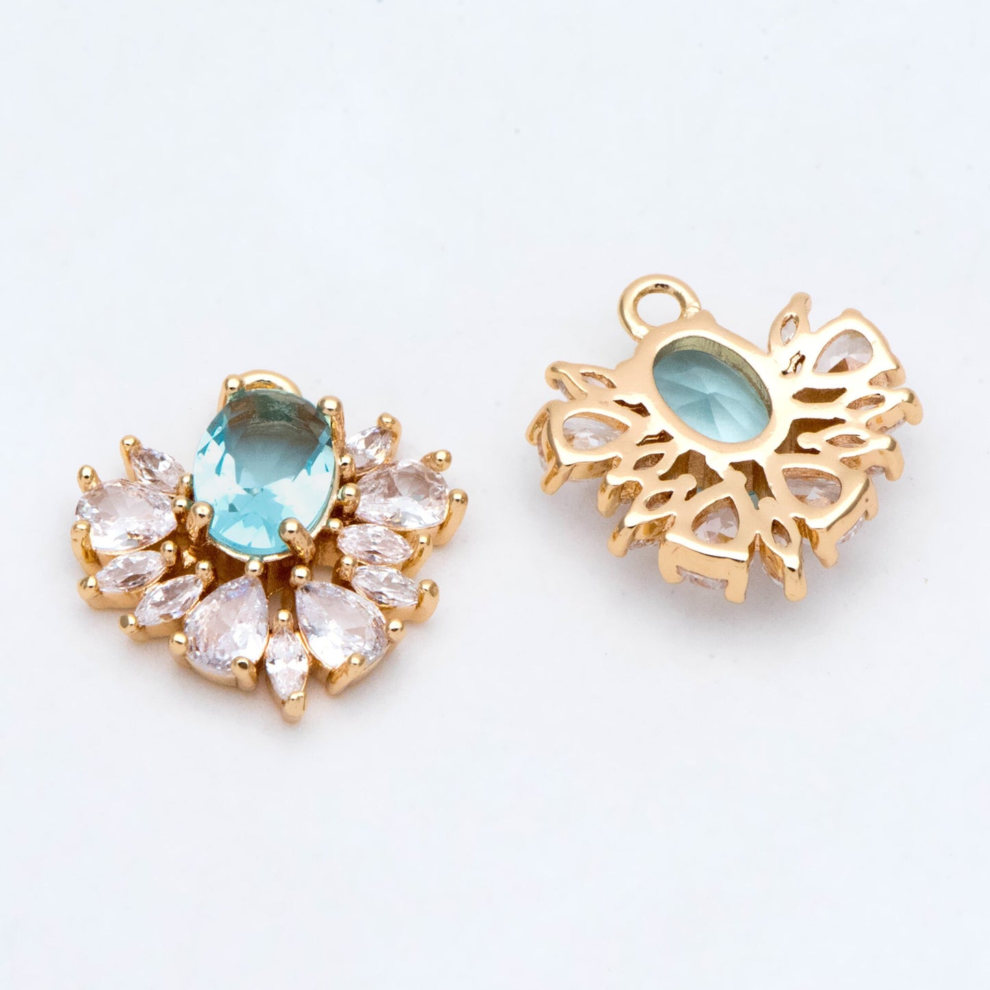 4pcs CZ Pave Gold Earring Charm, Cubic Drop Pendant, Cubic Charm, Bridal Earring, Wedding Jewelry, Wedding Earrings Charm (GB-3013)