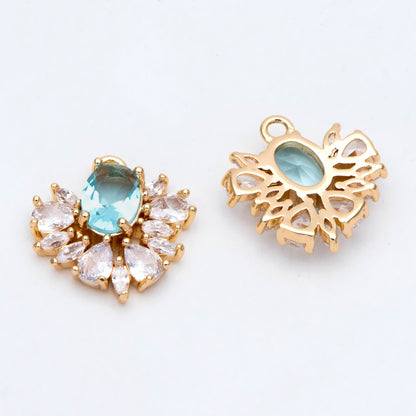 4pcs CZ Pave Gold Earring Charm, Cubic Drop Pendant, Cubic Charm, Bridal Earring, Wedding Jewelry, Wedding Earrings Charm (GB-3013)