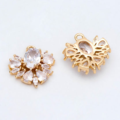 4pcs CZ Pave Gold Earring Charm, Cubic Drop Pendant, Cubic Charm, Bridal Earring, Wedding Jewelry, Wedding Earrings Charm (GB-3013)