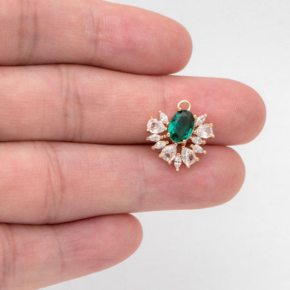 4pcs CZ Pave Gold Earring Charm, Cubic Drop Pendant, Cubic Charm, Bridal Earring, Wedding Jewelry, Wedding Earrings Charm (GB-3013)