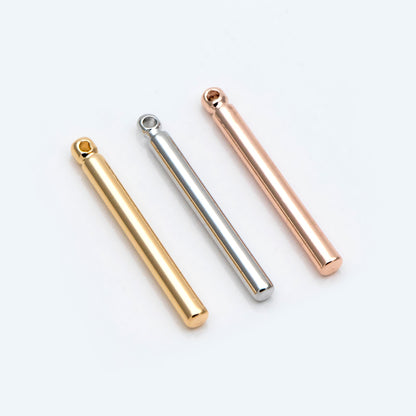 10pcs Gold/ Silver/ Rose Gold Tube Charms 20x2mm, Gold/ Rhodium/ Rose Gold plated Brass Bar Stick Pendants (GB-270)