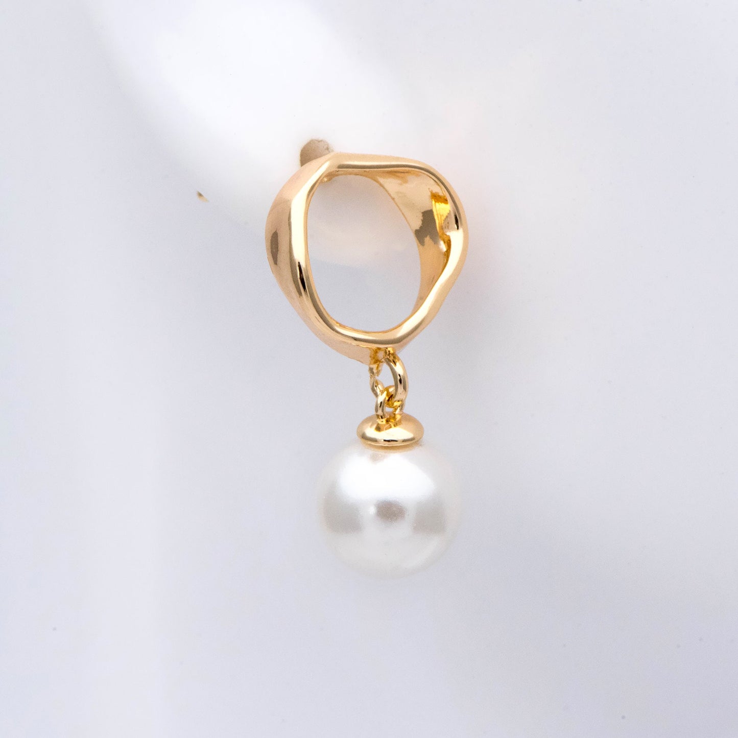 10pcs Gold Asymmetry Circle Square Earring Posts, Geometric Shape Earring, Half Drilled Pearl Mounts, Pearl Earring Settings (#GB-2941)