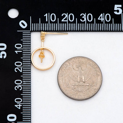 4pcs CZ Pave Round Drop Earring, Pearl Earring Mounts, Half Drilled Pearls Earring Settings (#GB-2945)