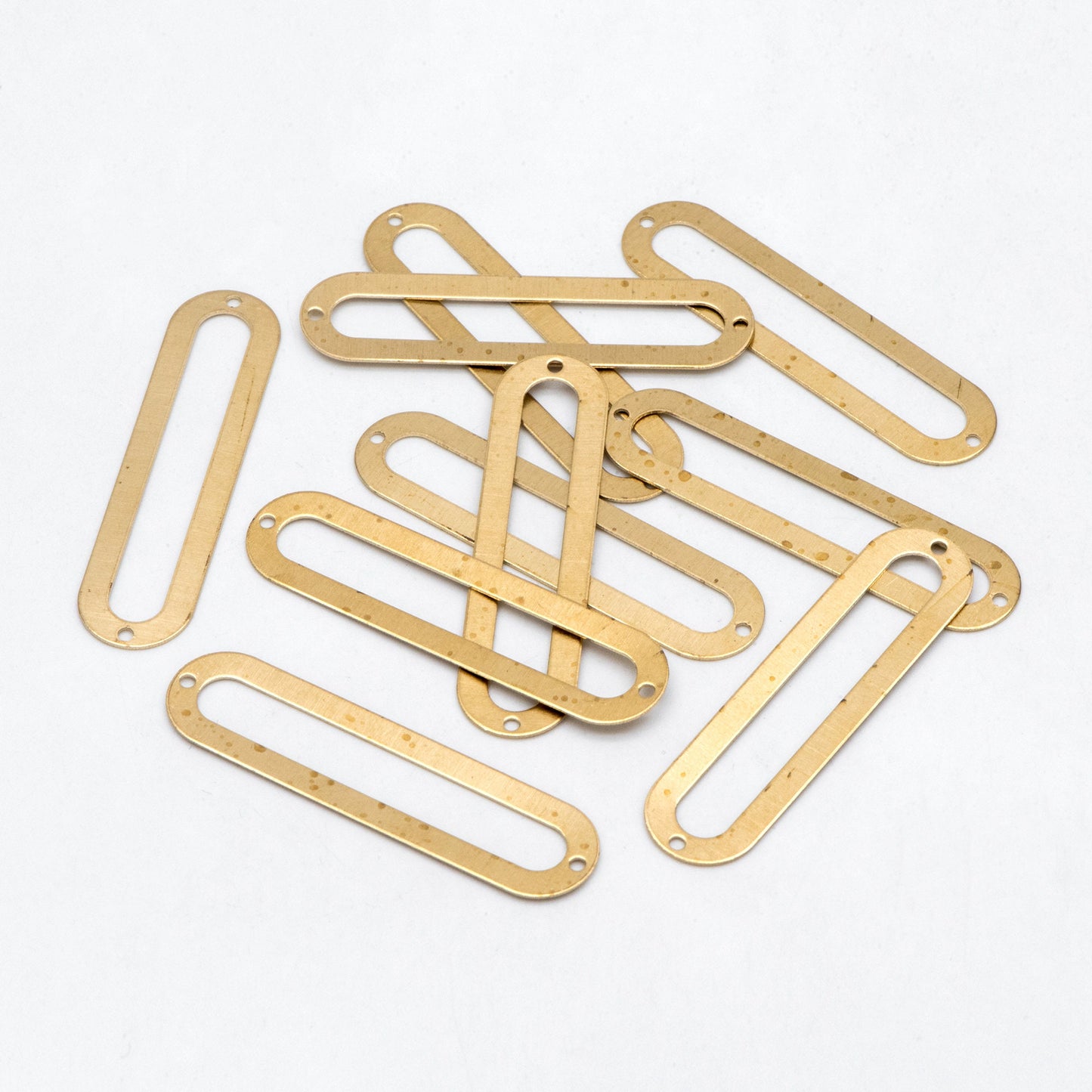 10pcs Raw Brass Oval Connector Pendants 46x12mm, Geometric Charms Wholesale (RB-216)
