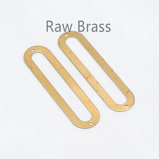 10pcs Raw Brass Oval Connector Pendants 46x12mm, Geometric Charms Wholesale (RB-216)