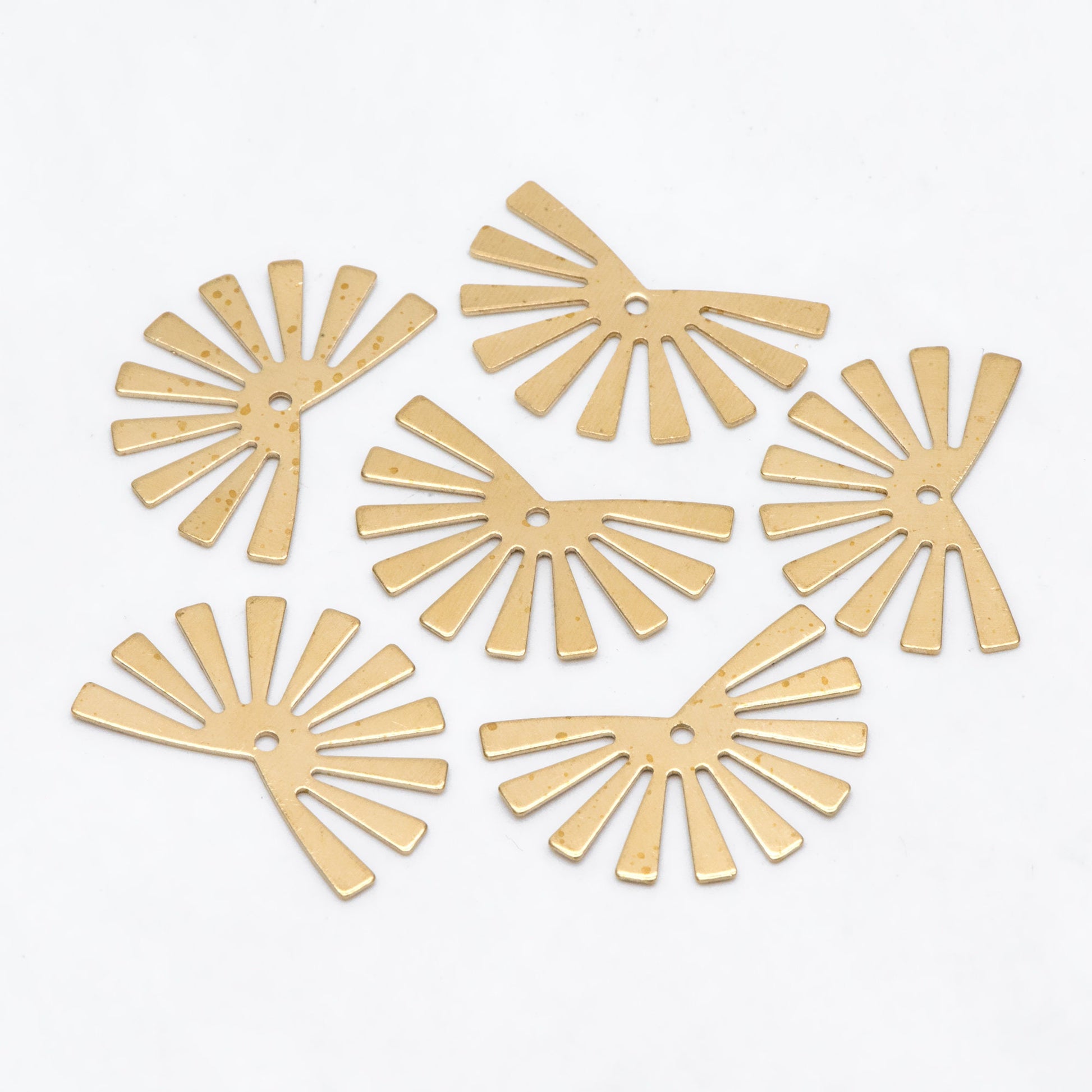10pcs Raw Brass Sun Charm 17x25mm, Solid Brass Fan Pendants Wholesale (RB-217)