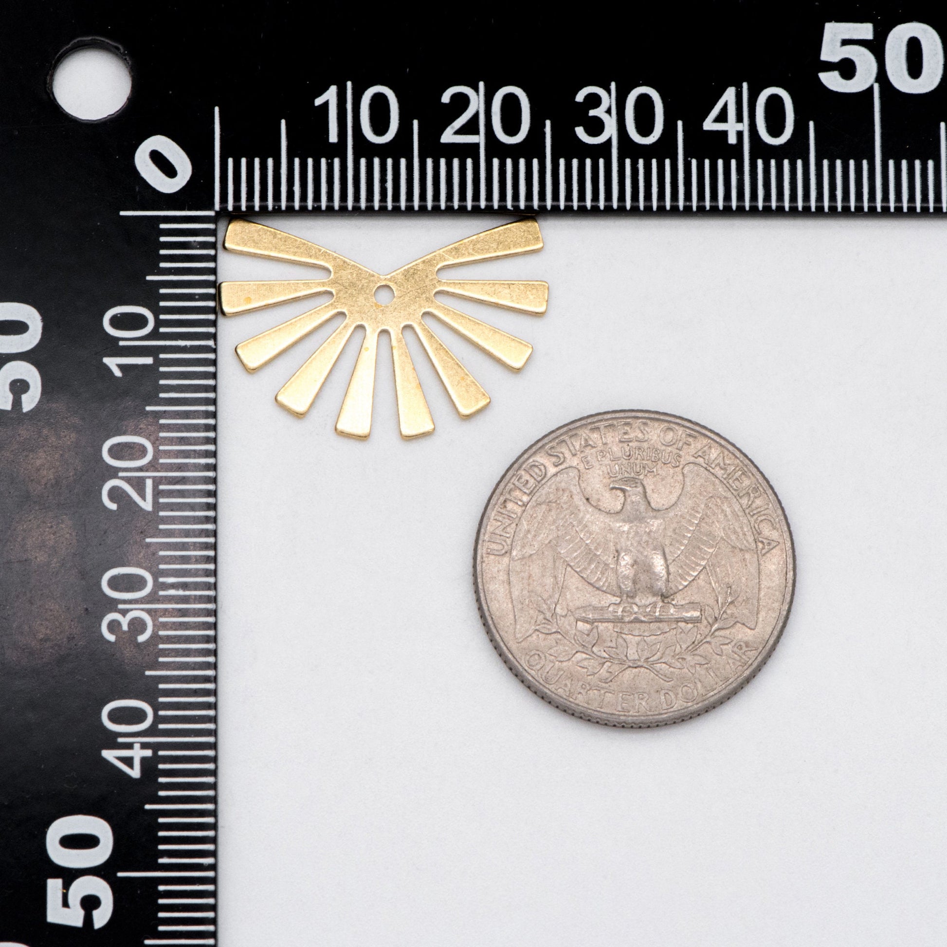 10pcs Raw Brass Sun Charm 17x25mm, Solid Brass Fan Pendants Wholesale (RB-217)