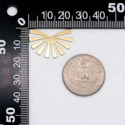 10pcs Raw Brass Sun Charm 17x25mm, Solid Brass Fan Pendants Wholesale (RB-217)