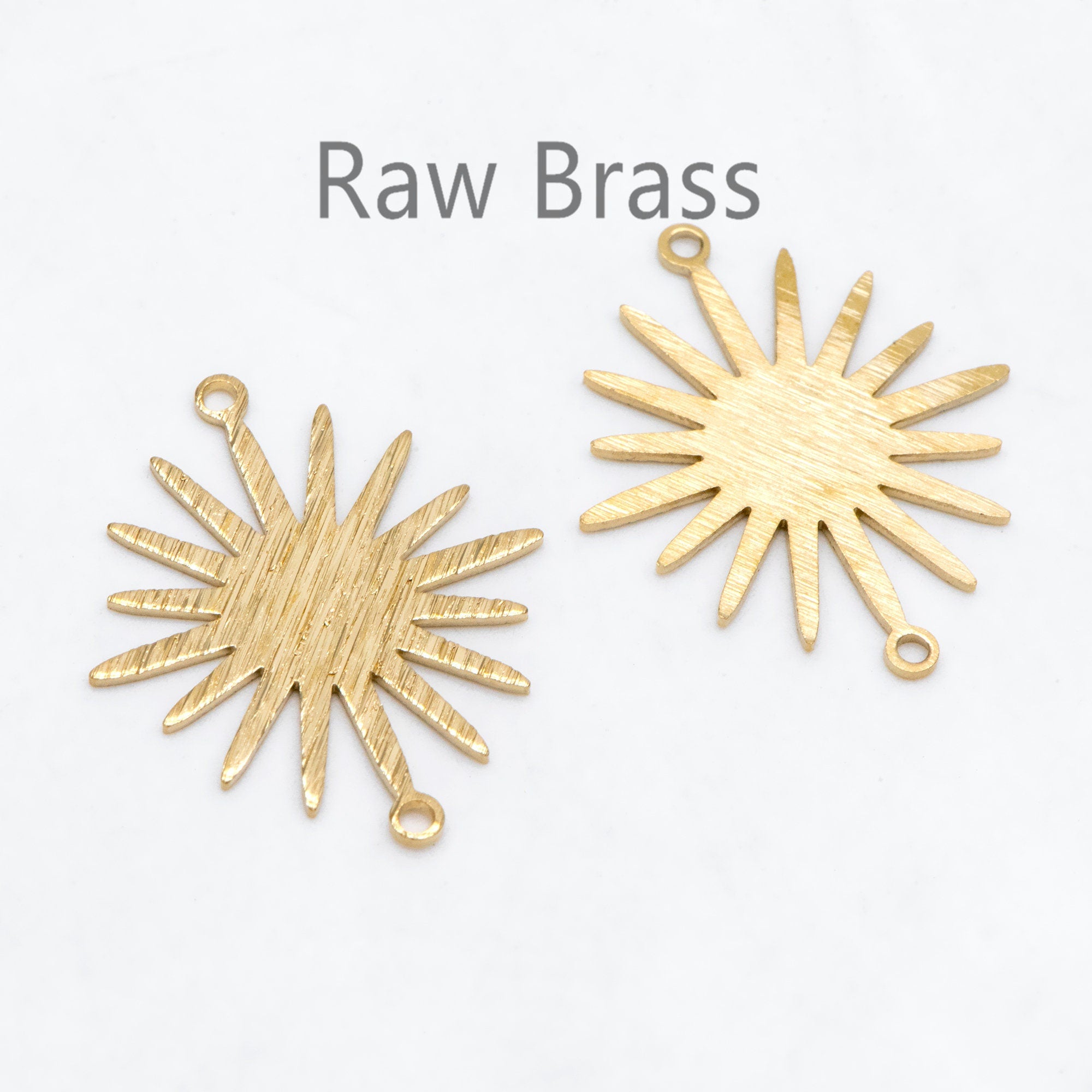 10pcs Raw Brass Brushed Sun Connector Charms 26.5x22mm, Brass Findings Wholesale (RB-221)