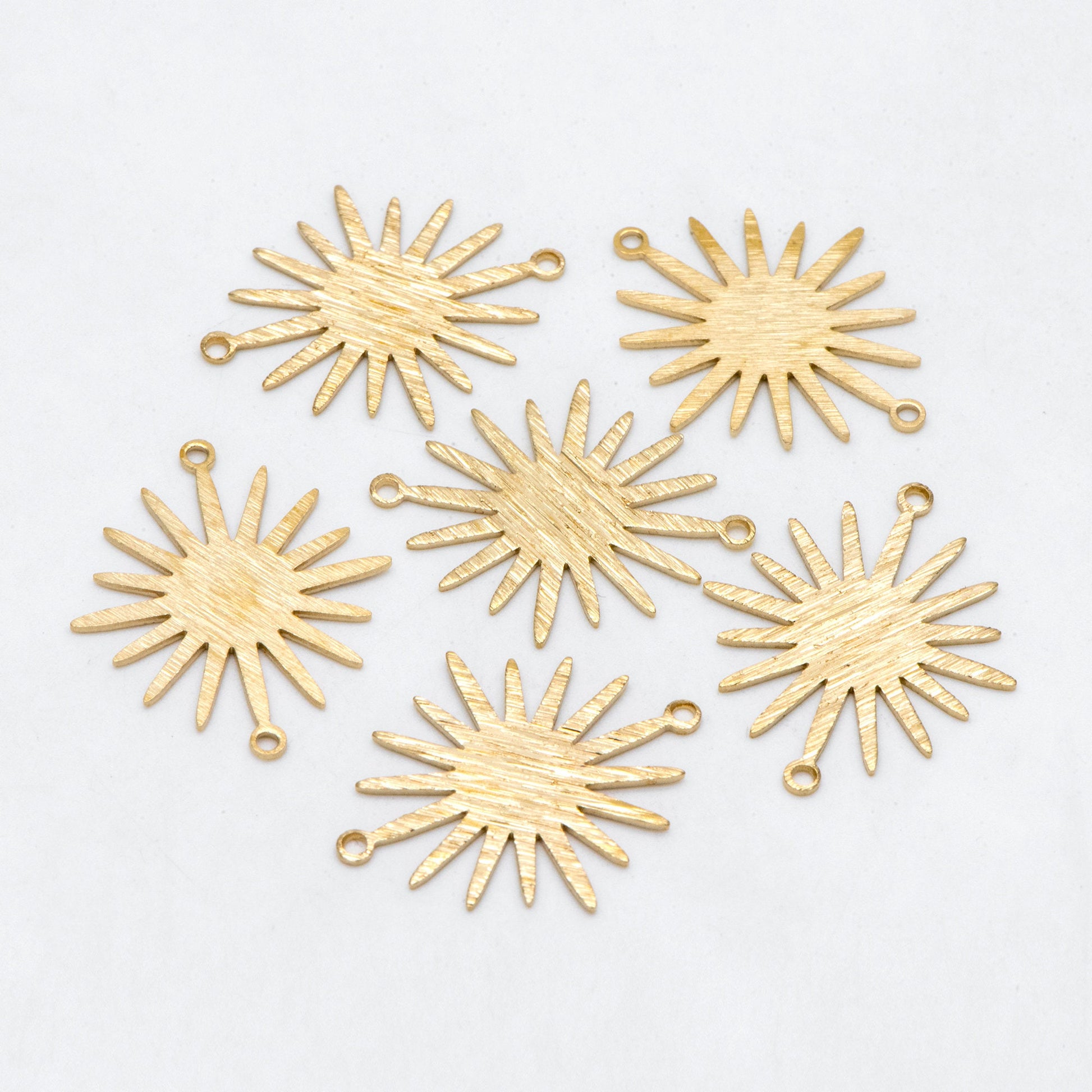10pcs Raw Brass Brushed Sun Connector Charms 26.5x22mm, Brass Findings Wholesale (RB-221)