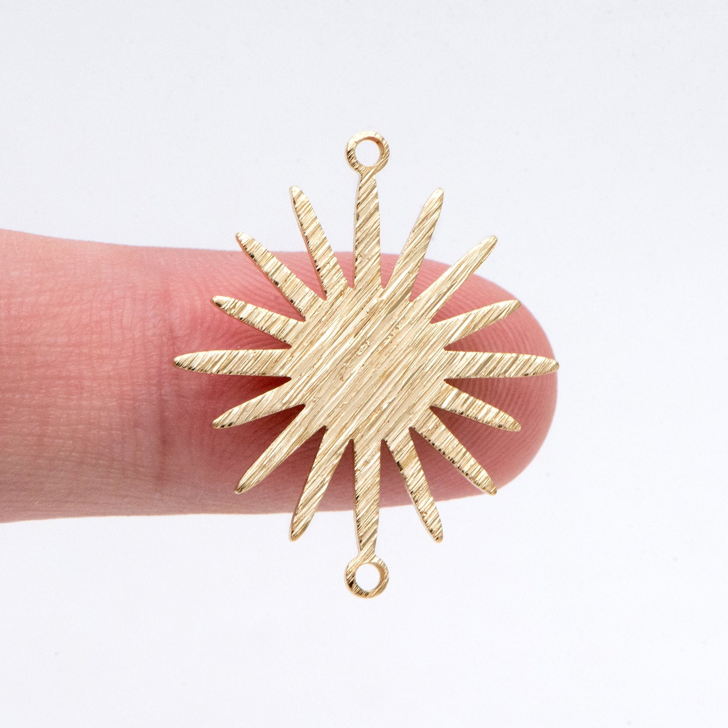 10pcs Raw Brass Brushed Sun Connector Charms 26.5x22mm, Brass Findings Wholesale (RB-221)